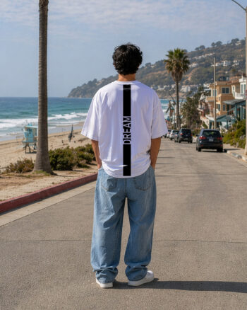 Men's White Dream Vertical Graphic Oversized T-Shirt