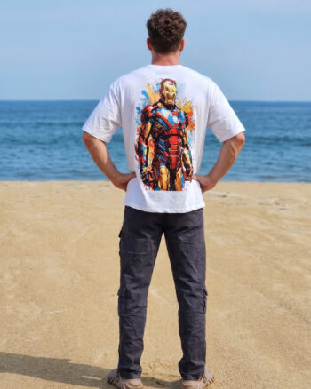 Marvel Ironman Oversized White T-Shirt for Men | Anime Graphic Printed Tee