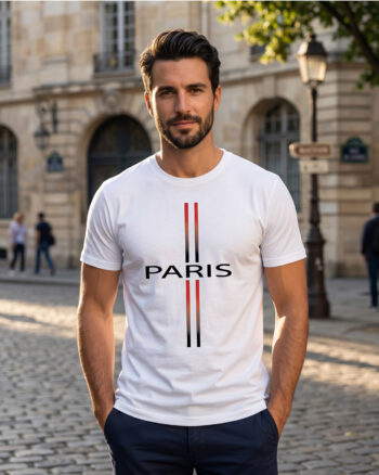 Men's White Paris Graphic Printed T-Shirt
