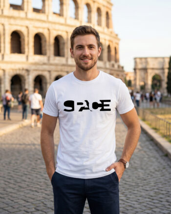 Men's White SPACE Typography Graphic T-Shirt